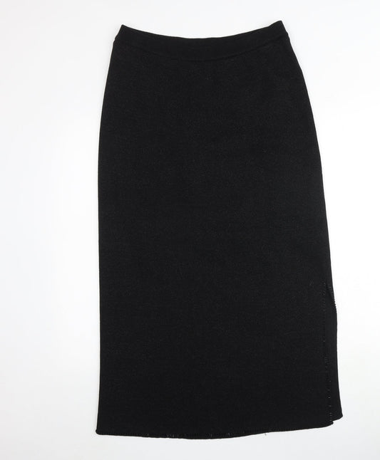 Emreco Womens Black Cotton A-Line Skirt Size 14
