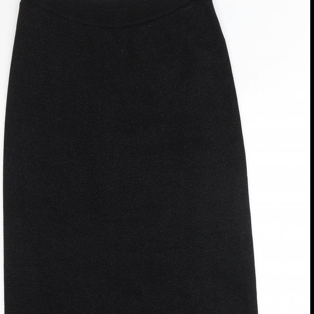 Emreco Womens Black Cotton A-Line Skirt Size 14