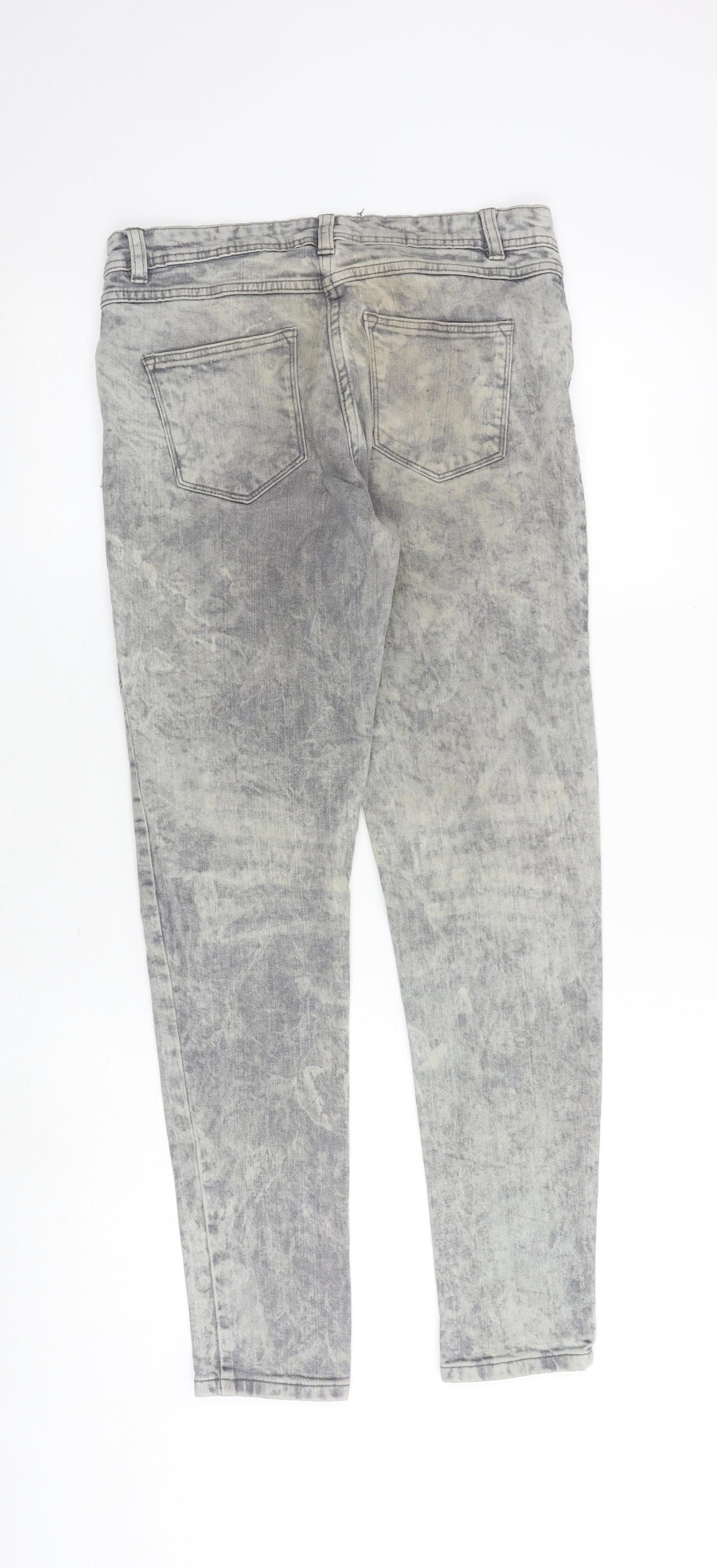 Papaya Womens Grey Cotton Skinny Jeans Size 10 Regular Zip