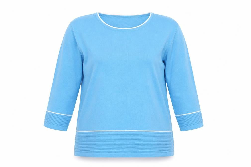 Bassini Womens Blue Round Neck Viscose Pullover Jumper Size XL