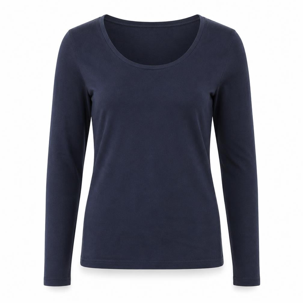 b.young Womens Blue Cotton Basic T-Shirt Size M Scoop Neck