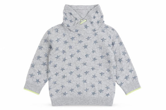 Next Boys Grey High Neck Geometric 100% Cotton Pullover Jumper Size 2 Years Pullover - Star Pattern
