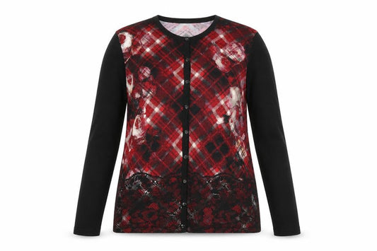 Betty Barclay Womens Multicoloured Round Neck Argyle/Diamond Viscose Cardigan Jumper Size 14