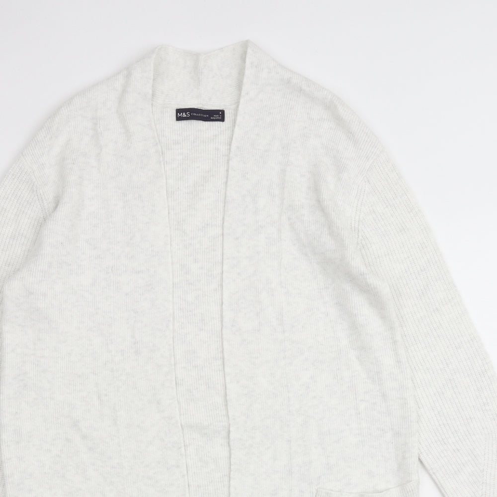 Marks and Spencer Womens Grey V-Neck Viscose Cardigan Jumper Size 8