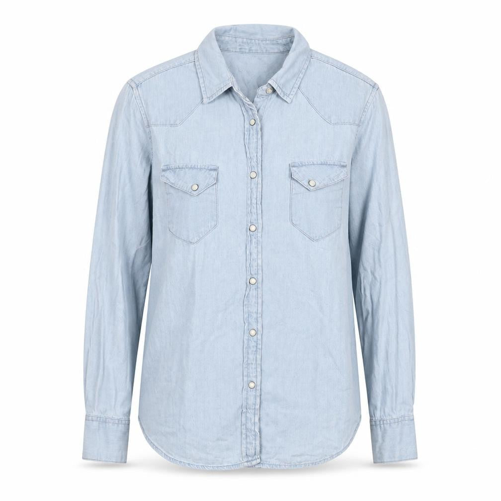 Gap Womens Blue Cotton Basic Button-Up Size S Collared