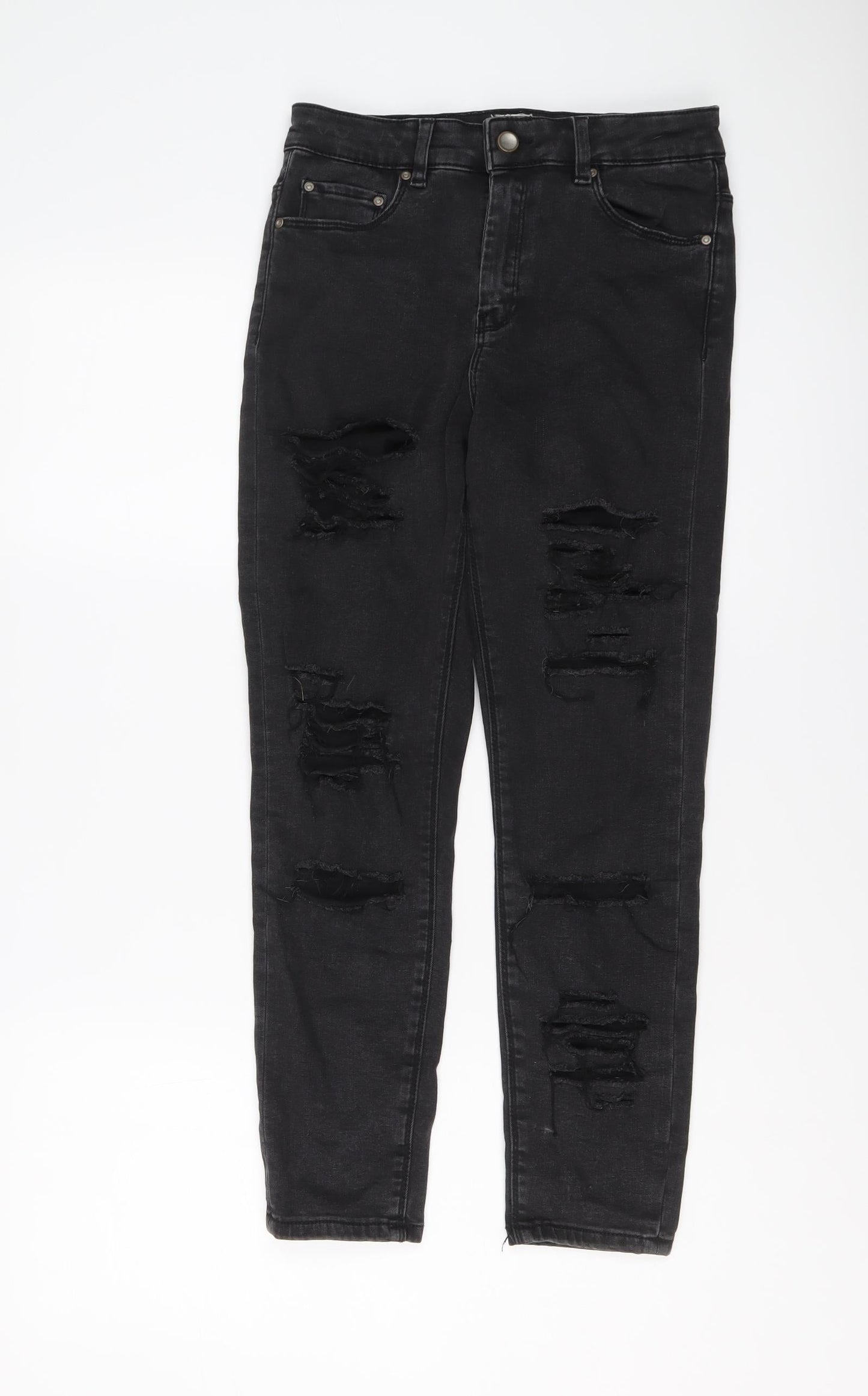 ASOS Womens Black Cotton Straight Jeans Size 28 in L25 in Regular Button