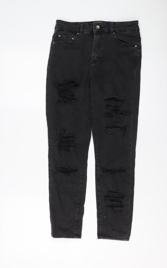 ASOS Womens Black Cotton Straight Jeans Size 28 in L25 in Regular Button