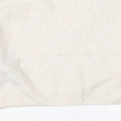 Mango Womens Ivory V-Neck Acrylic Pullover Jumper Size XS
