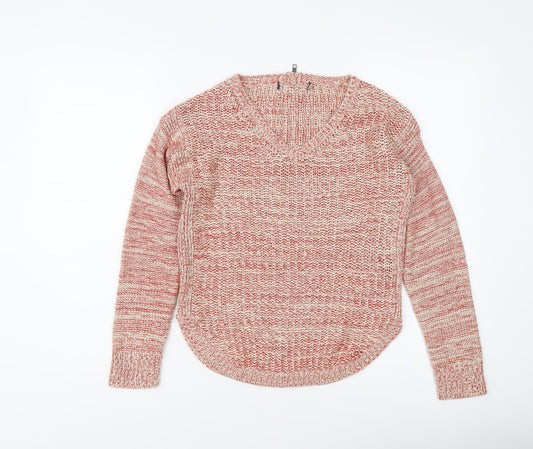 Marks and Spencer Womens Red V-Neck Acrylic Pullover Jumper Size 8