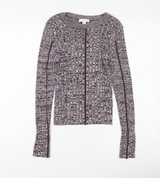 Topshop Womens Purple Round Neck Viscose Pullover Jumper Size S