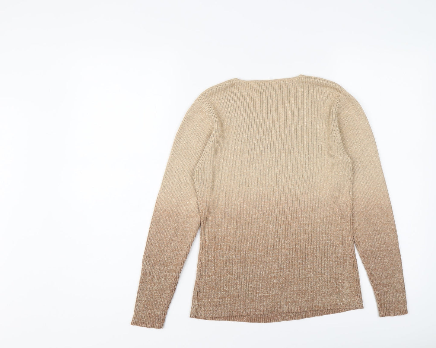 Emerco Womens Gold V-Neck Cotton Pullover Jumper Size 8