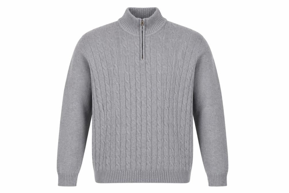 Atlantic Bay Mens Grey Round Neck Cotton Henley Jumper Size XL Long Sleeve