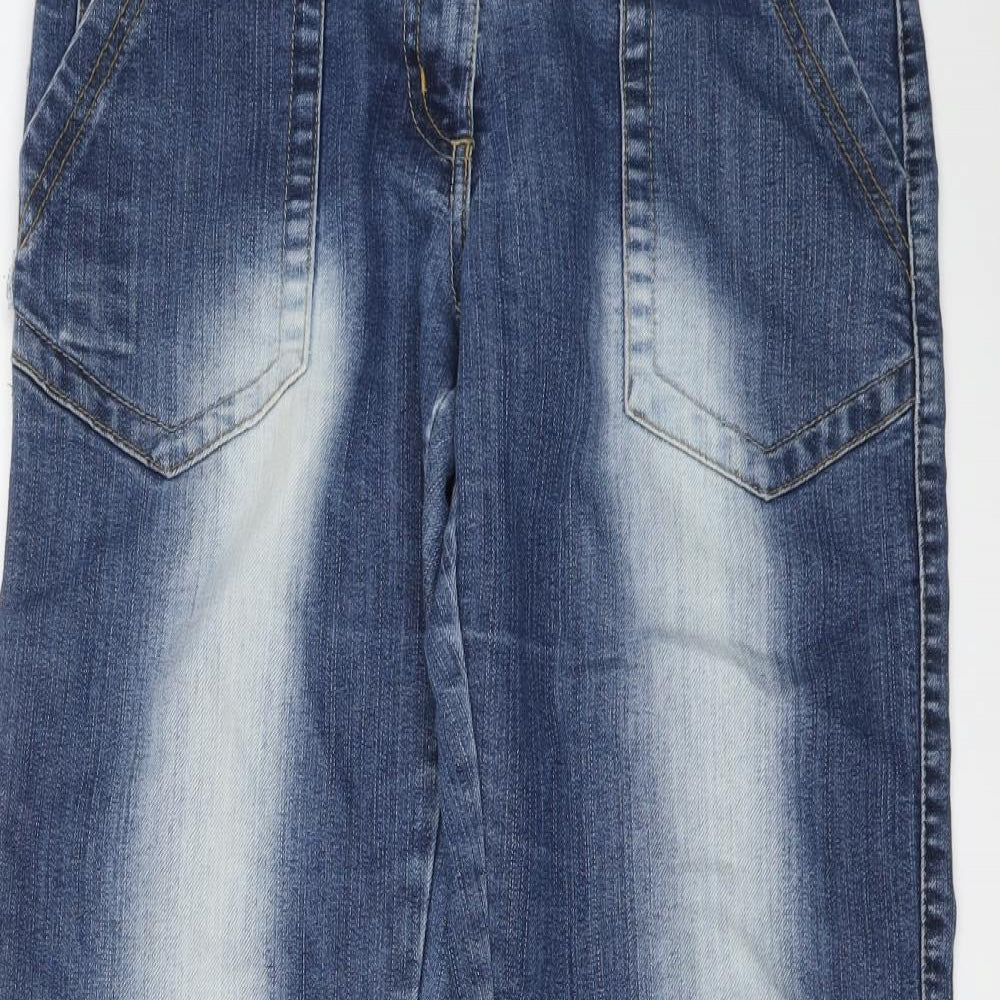 E-vie Womens Blue Cotton Wide-Leg Jeans Size 12 L31 in Regular Button