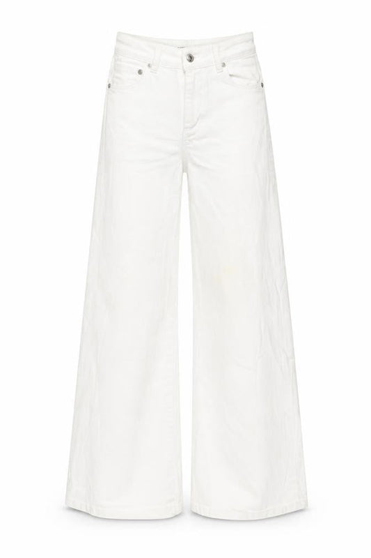 Mango Womens Ivory Cotton Wide-Leg Jeans Size 6 L25 in Regular Button