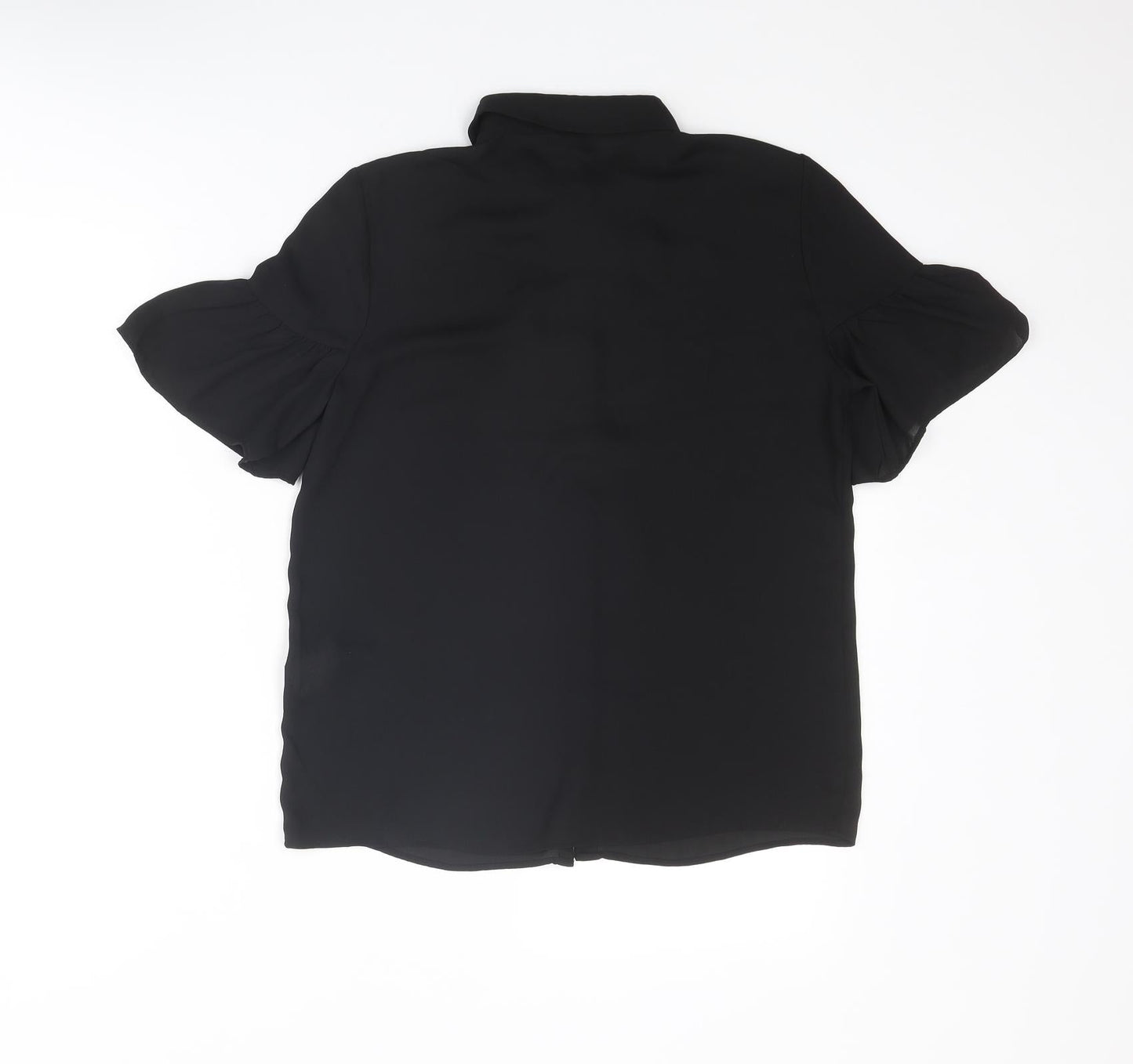 Koton Womens Black Polyester Basic Blouse Size 6 Collared