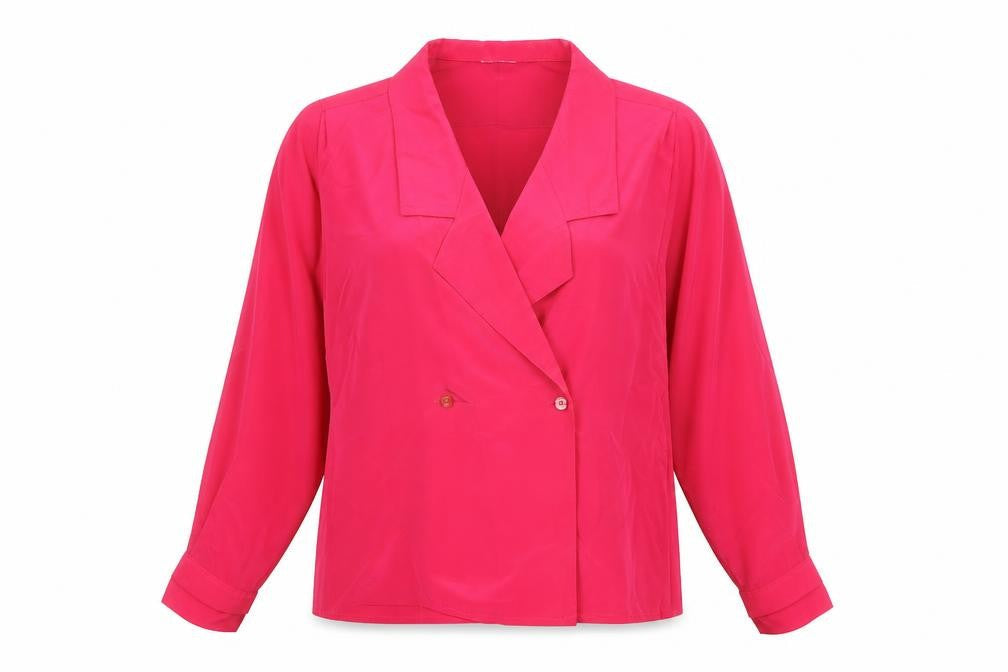 Riva Womens Pink Polyester Basic Blouse Size 12 Collared