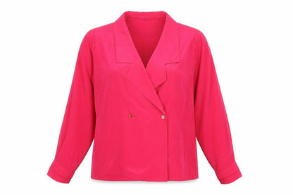 Riva Womens Pink Polyester Basic Blouse Size 12 Collared