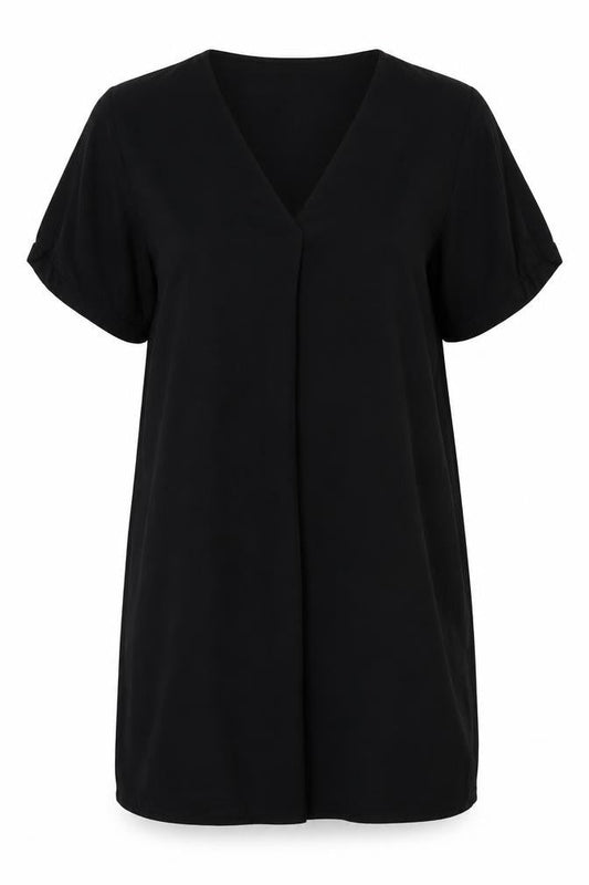 New Look Womens Black Viscose A-Line Size 12 V-Neck Pullover