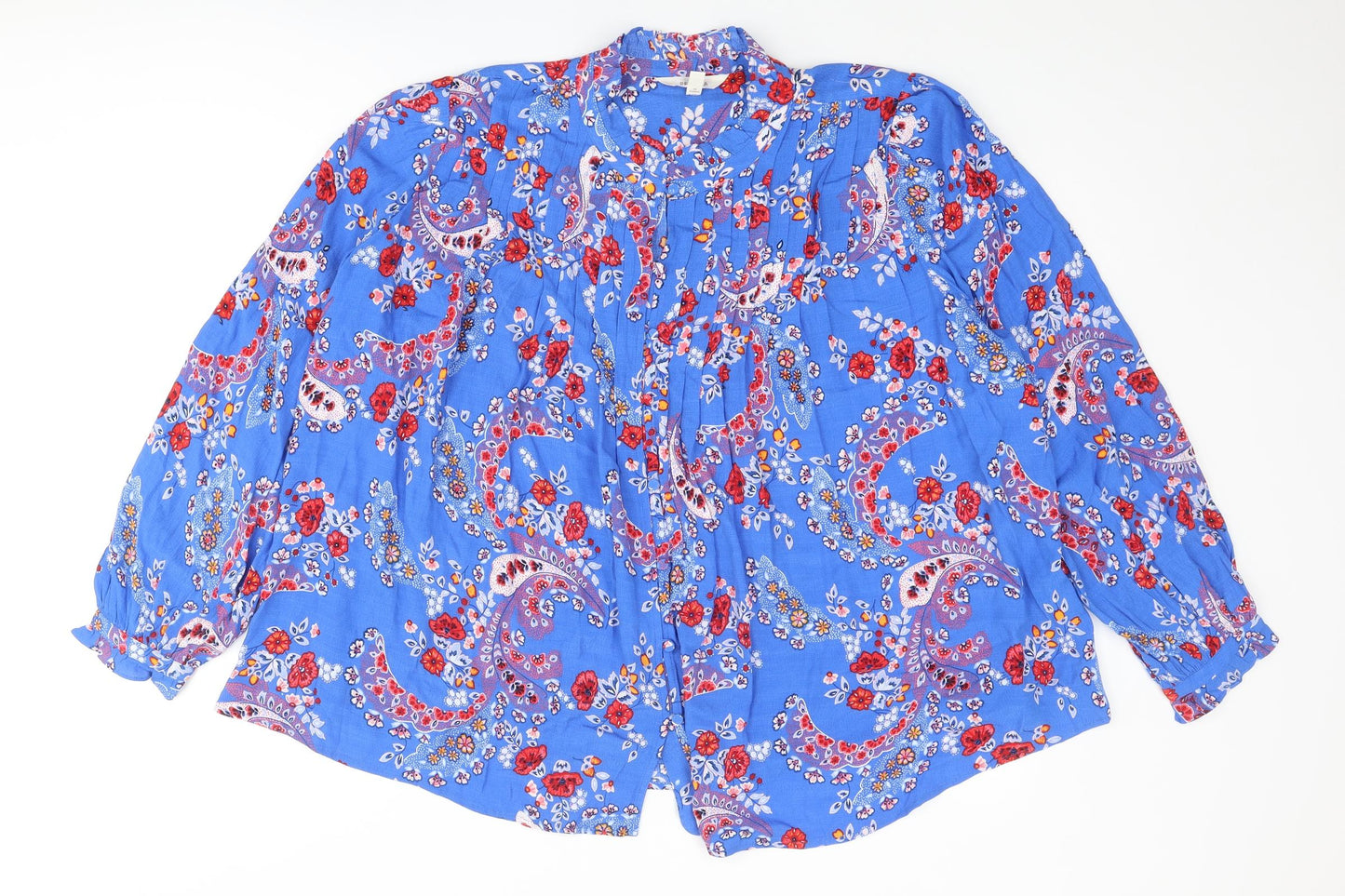 Per Una Womens Multicoloured Geometric Viscose Basic Button-Up Size 18 V-Neck