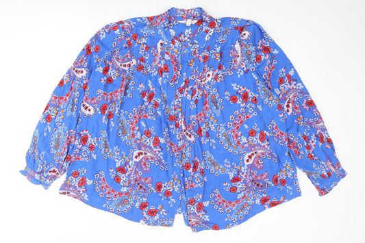 Per Una Womens Multicoloured Geometric Viscose Basic Button-Up Size 18 V-Neck