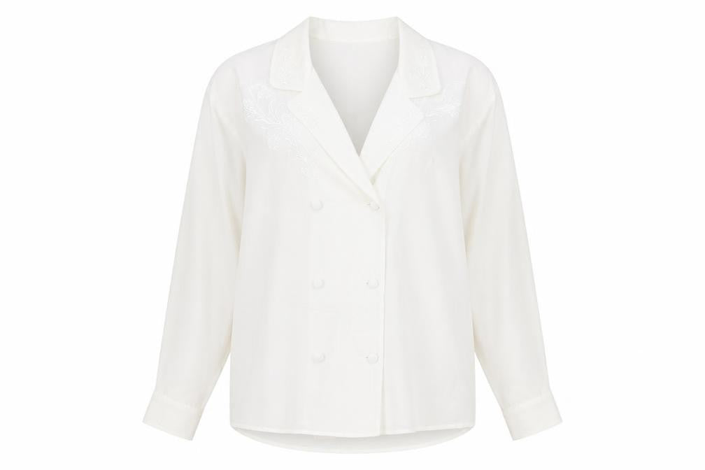 First Avenue Womens White Polyester Basic Button-Up Size 16 Collared