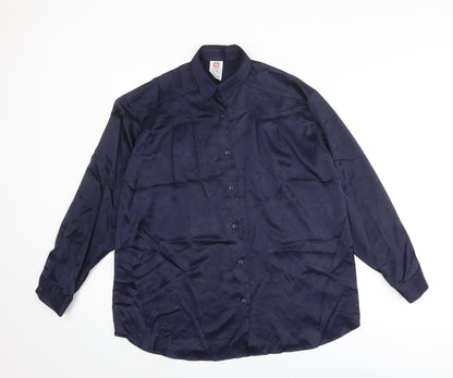 St Michael Womens Blue Polyester Basic Button-Up Size 10 Collared
