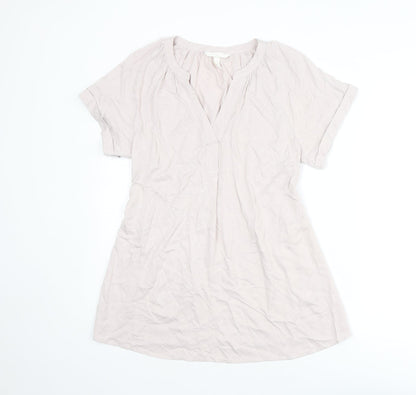H&M Womens Pink Viscose Basic Blouse Size S V-Neck