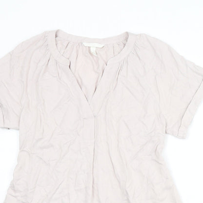 H&M Womens Pink Viscose Basic Blouse Size S V-Neck