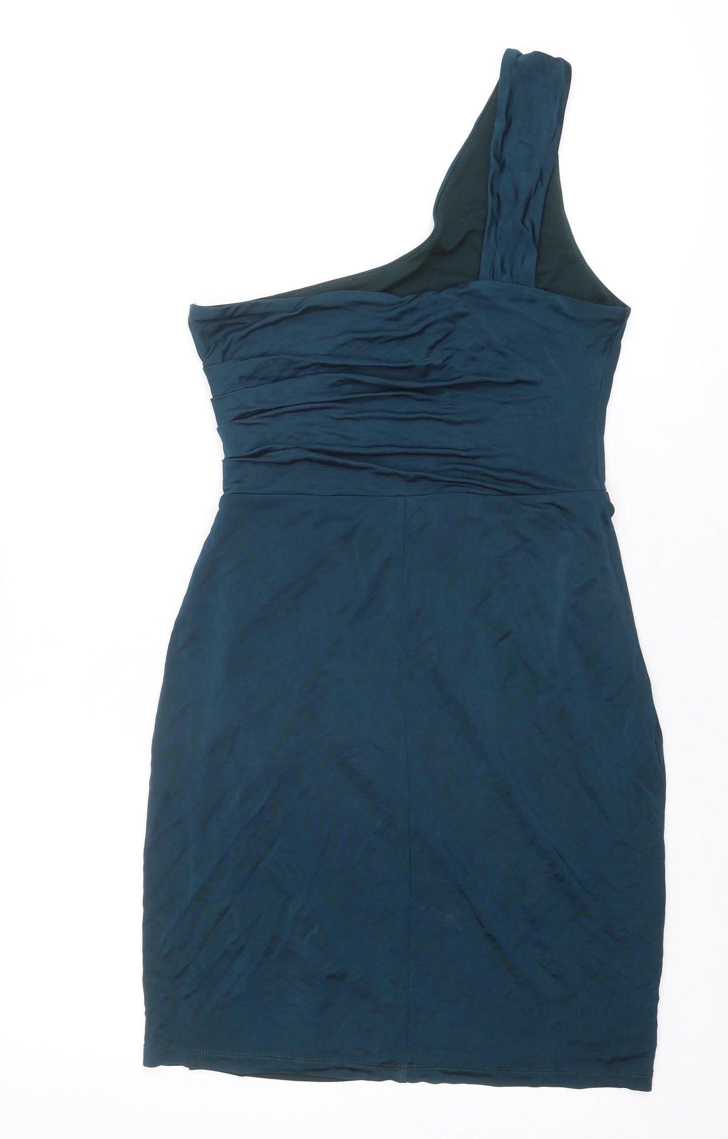 Warehouse Womens Blue Polyester A-Line Size 10 One Shoulder Pullover