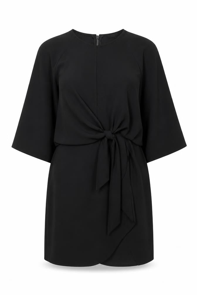 Topshop Womens Black Polyester A-Line Size 12 Round Neck Zip
