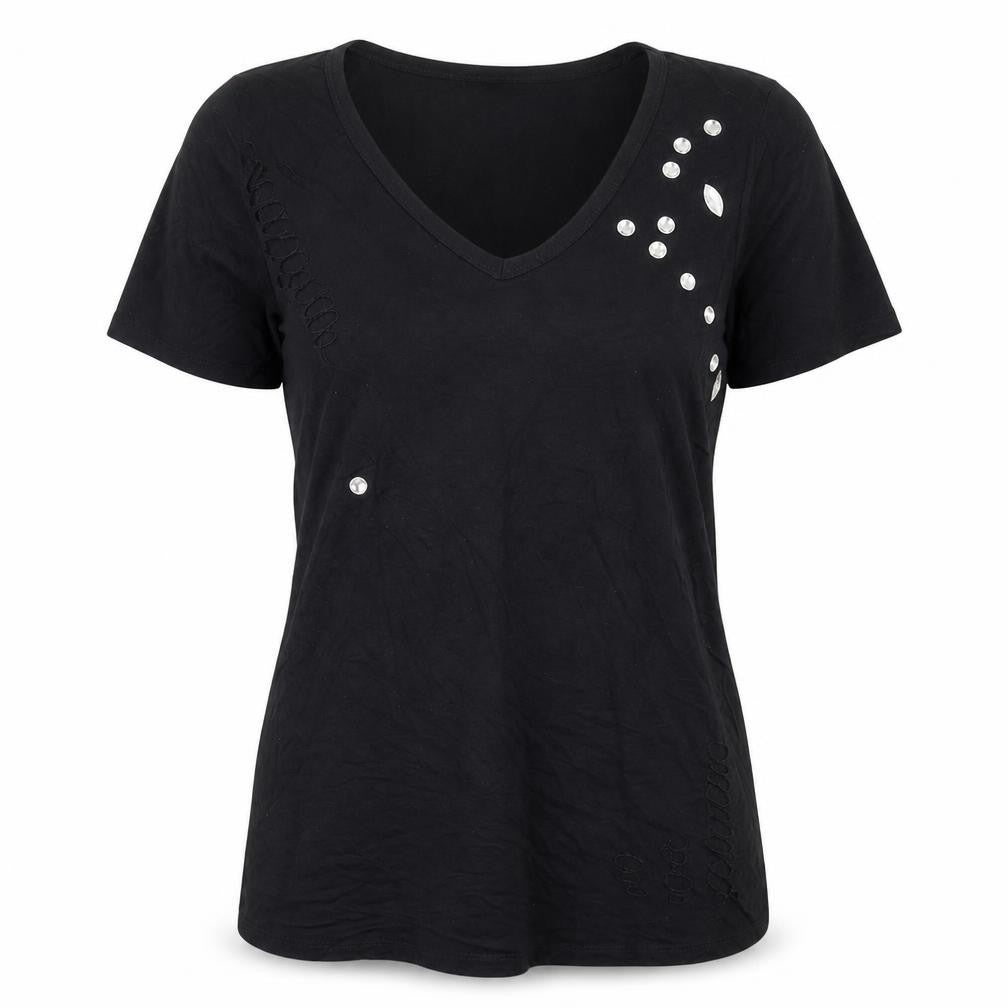 Select Womens Black Viscose Basic T-Shirt Size 10 Round Neck