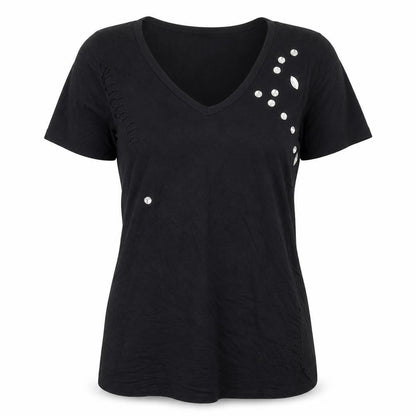 Select Womens Black Viscose Basic T-Shirt Size 10 Round Neck