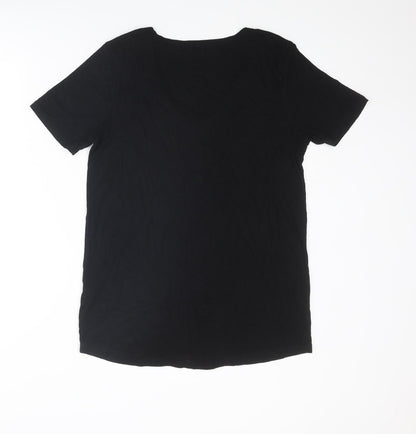 Select Womens Black Viscose Basic T-Shirt Size 10 Round Neck