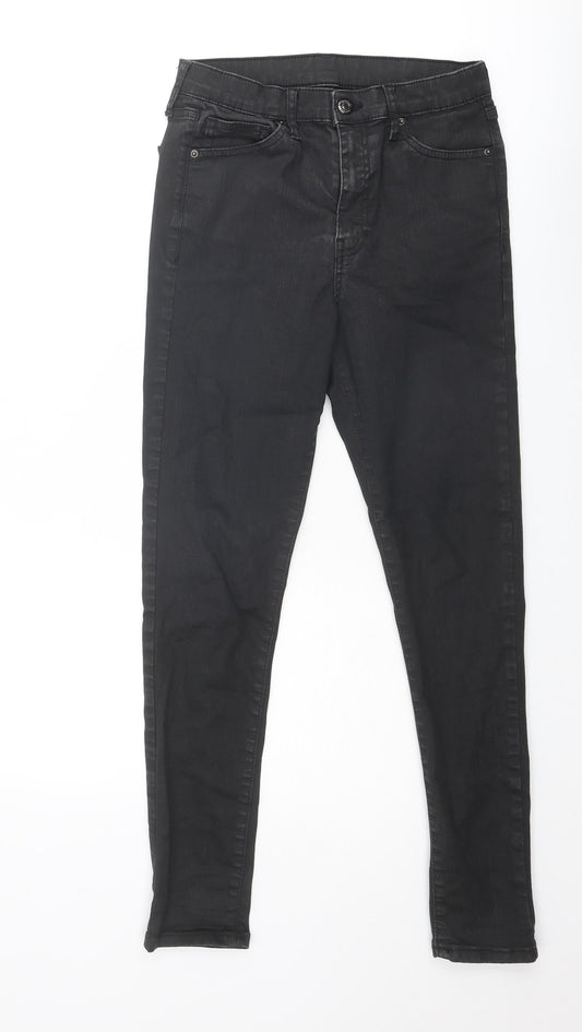 Topshop Womens Black Cotton Skinny Jeans Size 30 in Regular Zip
