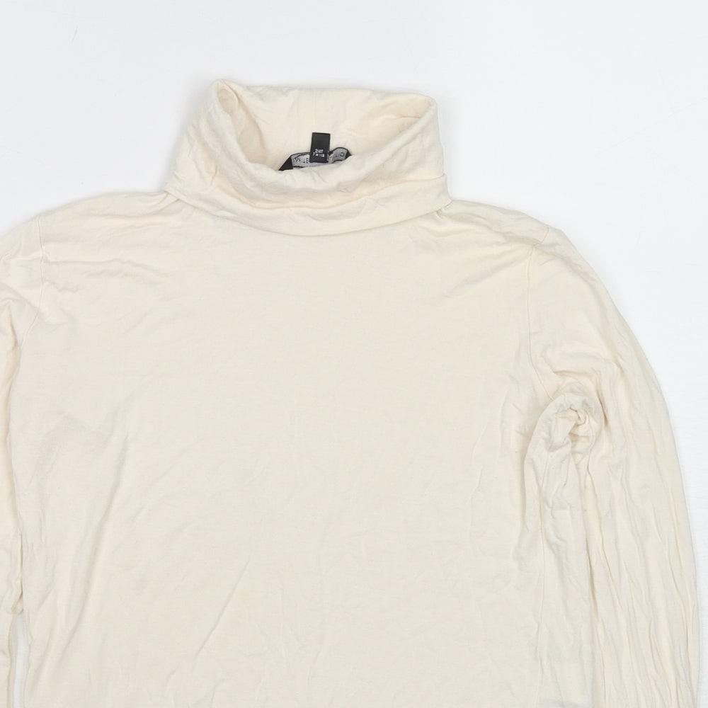 Marks and Spencer Womens Ivory Viscose Basic Blouse Size 8 Roll Neck