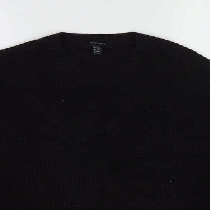 New Look Womens Black Round Neck Acrylic Pullover Jumper Size S