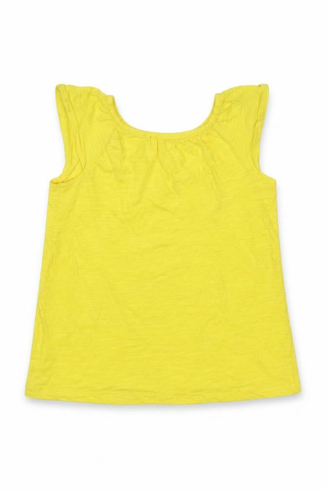 Marks & Spencer Girls Yellow Cotton Basic T-Shirt Size 4-5 Years Round Neck Pullover