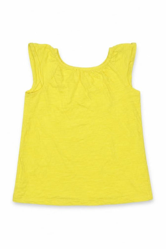 Marks & Spencer Girls Yellow Cotton Basic T-Shirt Size 4-5 Years Round Neck Pullover