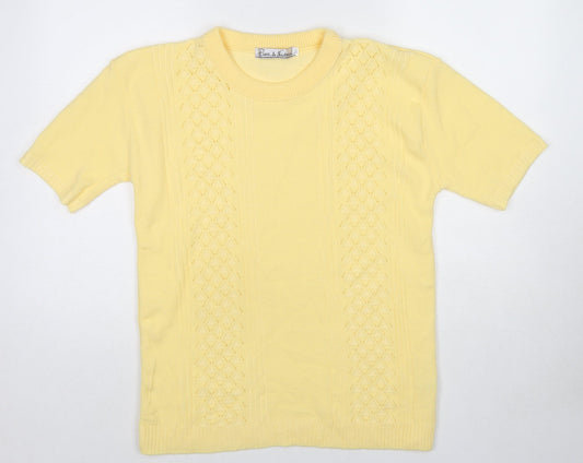 Pure & Natural Womens Yellow Round Neck Acrylic Pullover Jumper Size M - Size M-L