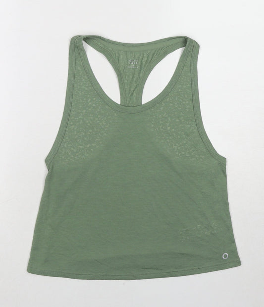 GOODMOVE Womens Green Viscose Basic Tank Size 6 Round Neck