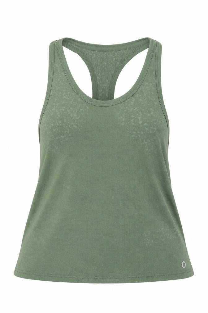 GOODMOVE Womens Green Viscose Basic Tank Size 6 Round Neck