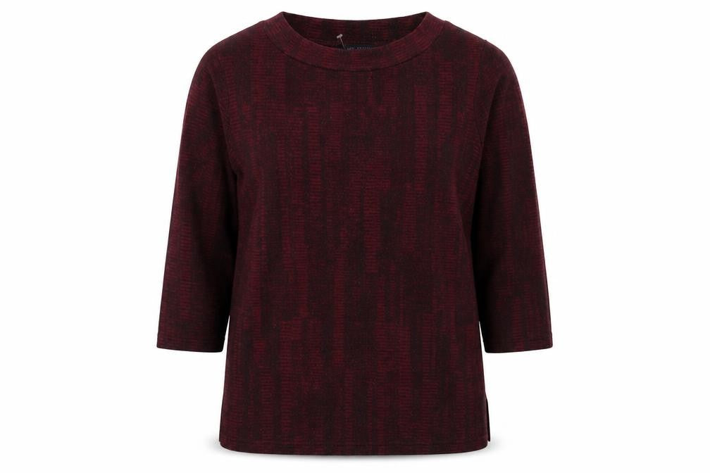 Marks & Spencer Womens Red Round Neck Geometric Polyester Pullover Jumper Size 16