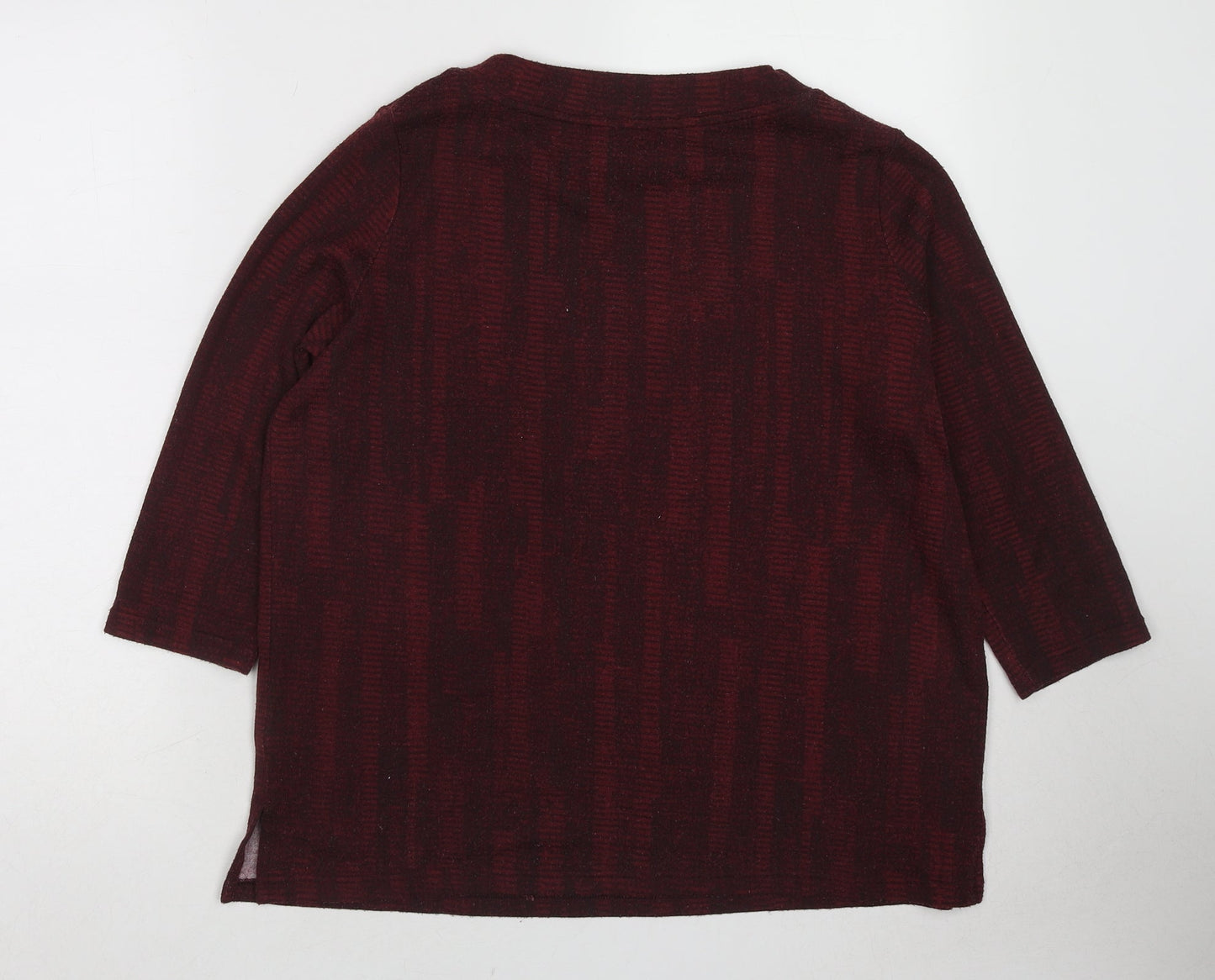 Marks and Spencer Womens Red Round Neck Geometric Polyester Pullover Jumper Size 16
