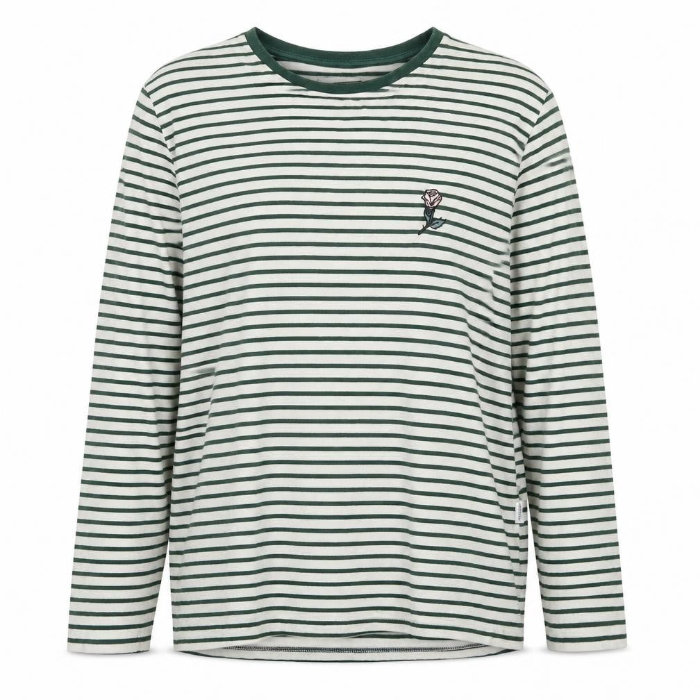 Shore Leave Womens Green Striped Cotton Pullover Sweatshirt Size L Pullover