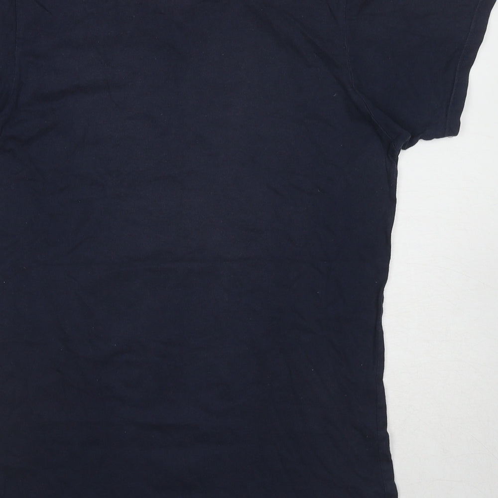 Style One Womens Blue Cotton Basic T-Shirt Size M V-Neck