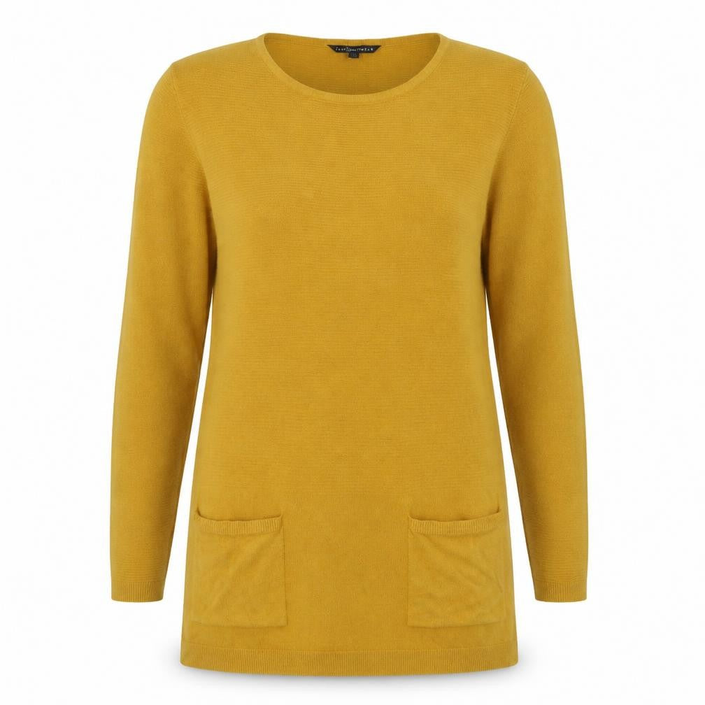 Love Knitwear Womens Yellow Round Neck Polyester Pullover Jumper Size 14