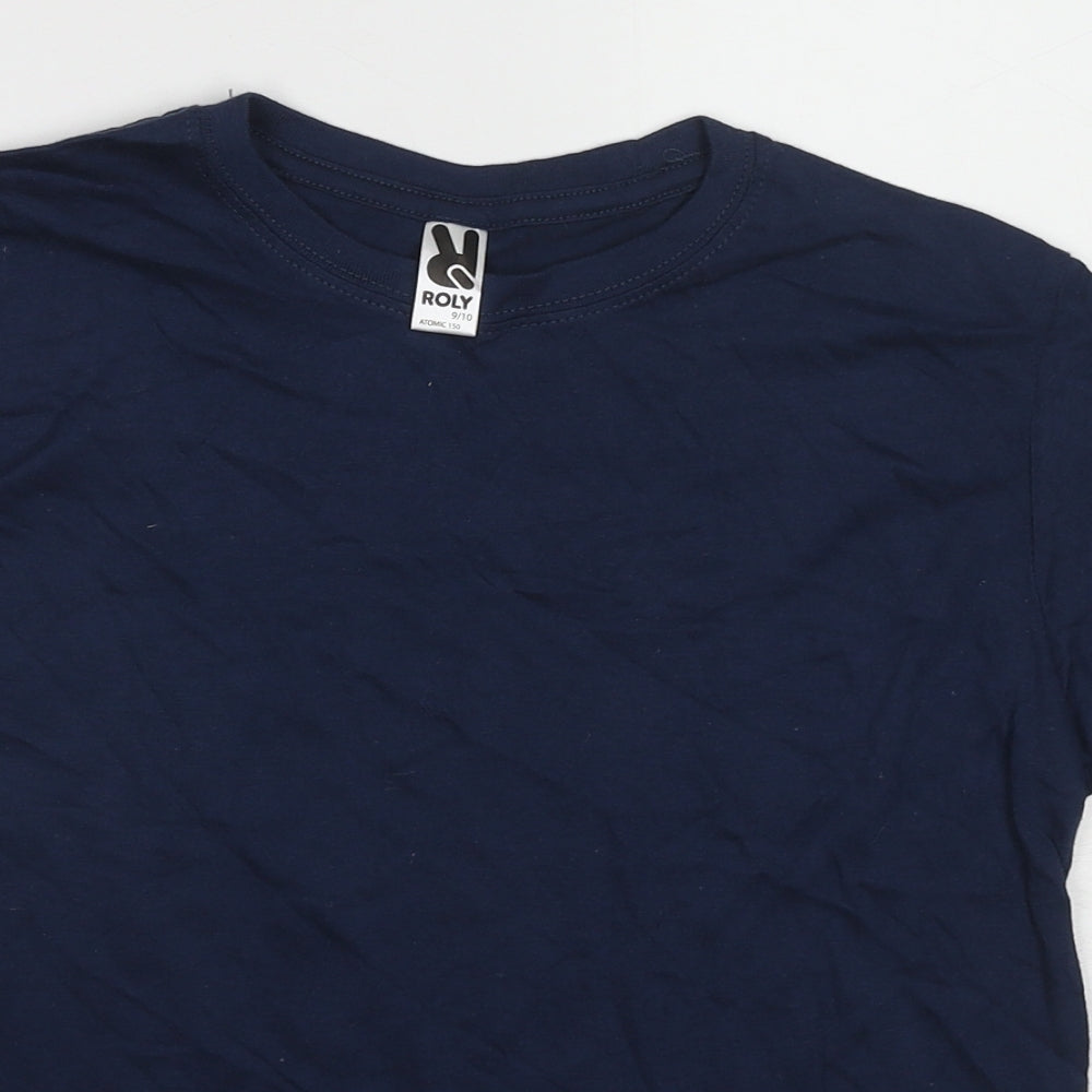Roly Boys Blue Polyester Basic T-Shirt Size 9-10 Years Round Neck Zip