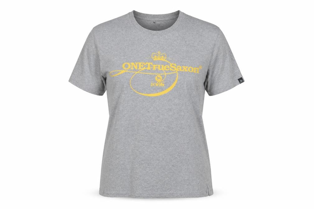 One True Saxon Womens Grey Cotton Basic T-Shirt Size M Round Neck - One True Saxon