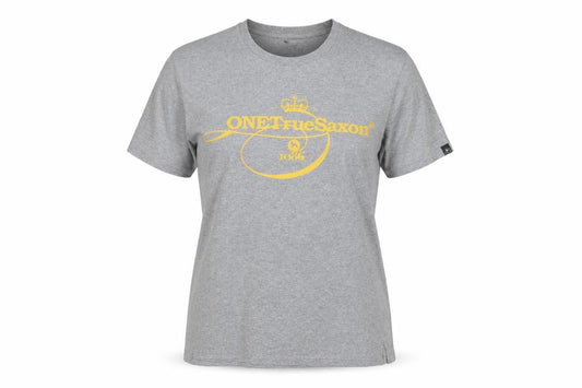 One True Saxon Womens Grey Cotton Basic T-Shirt Size M Round Neck - One True Saxon