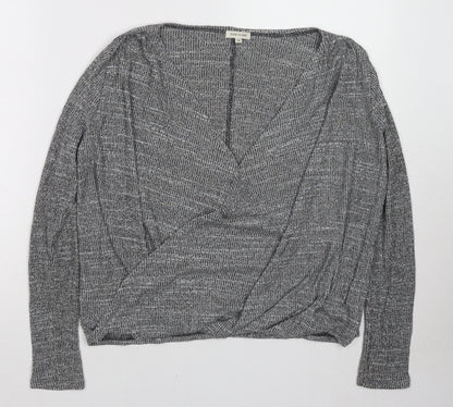 River Island Womens Grey Geometric Viscose Basic Blouse Size 10 V-Neck